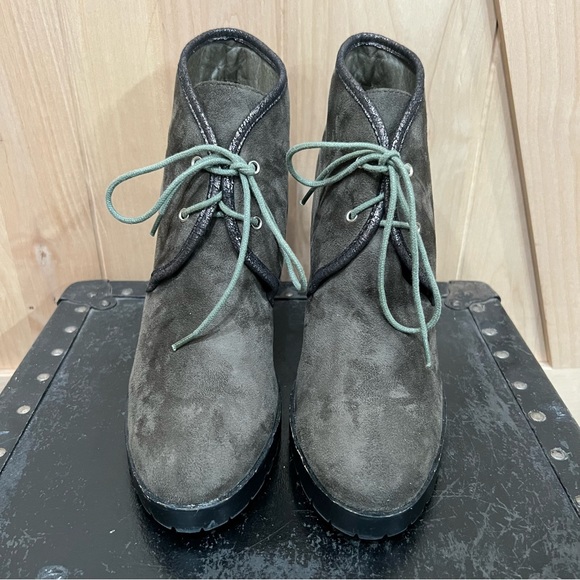 Anthropologie Vanessa Wu wedge booties Boots Size 10 Gray EU 41 - Picture 6 of 16